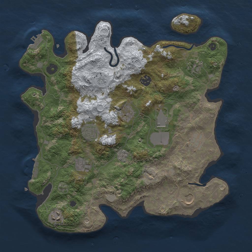 Rust Map: Procedural Map, Size: 3500, Seed: 2082976232, 19 Monuments