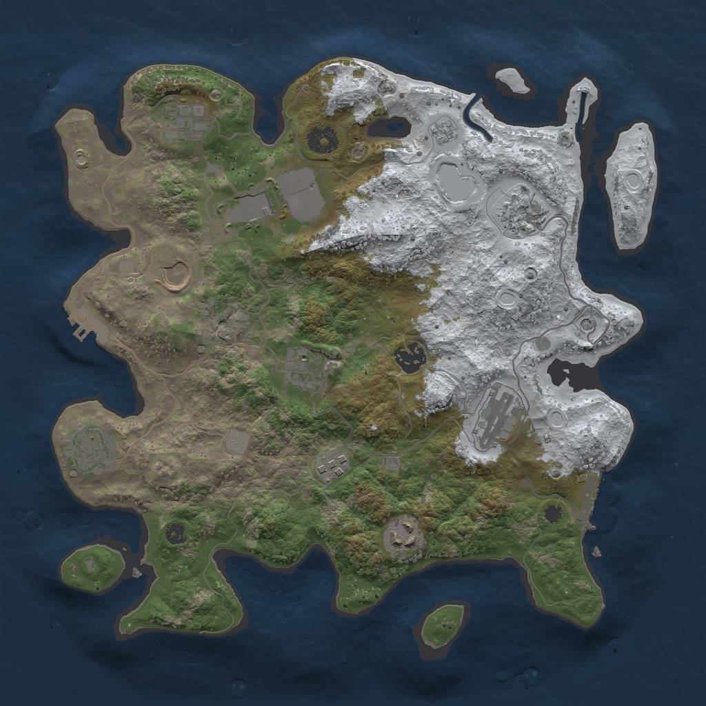 Rust Map: Procedural Map, Size: 3500, Seed: 2120062862, 19 Monuments