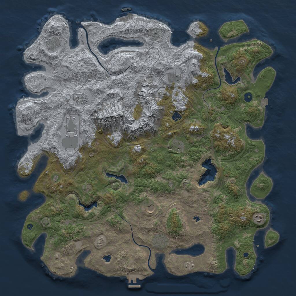 Rust Map: Procedural Map, Size: 5000, Seed: 2017, 16 Monuments
