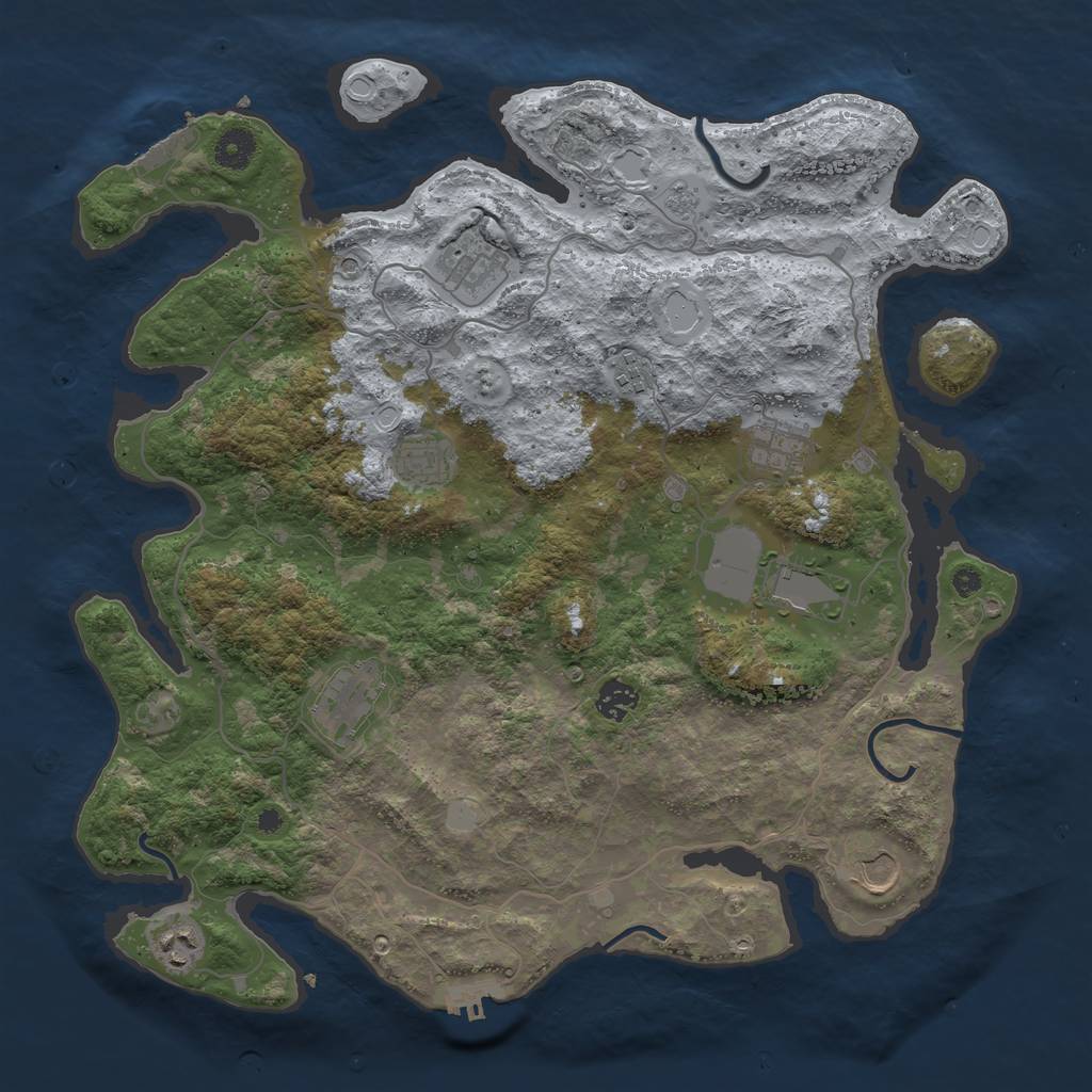 Rust Map: Procedural Map, Size: 4000, Seed: 4432, 18 Monuments