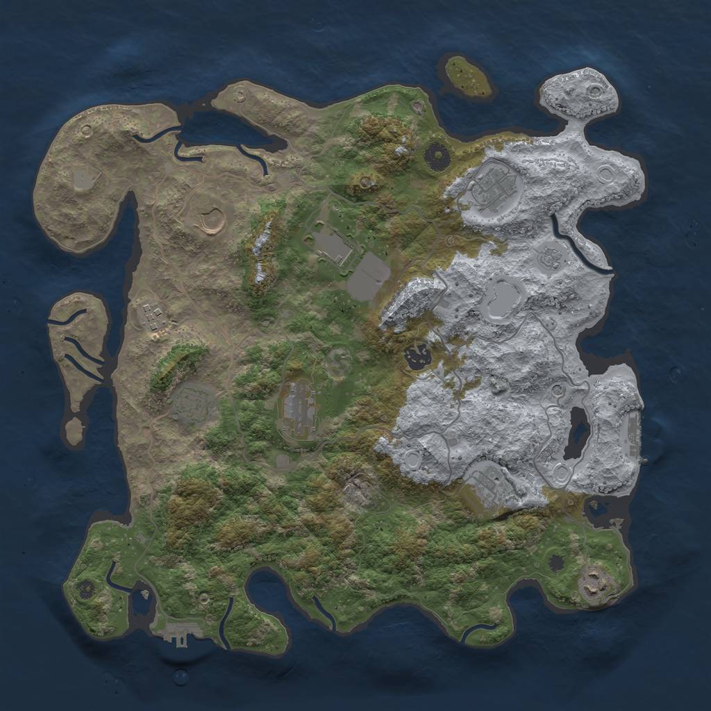 Rust Map: Procedural Map, Size: 4000, Seed: 401186824, 18 Monuments