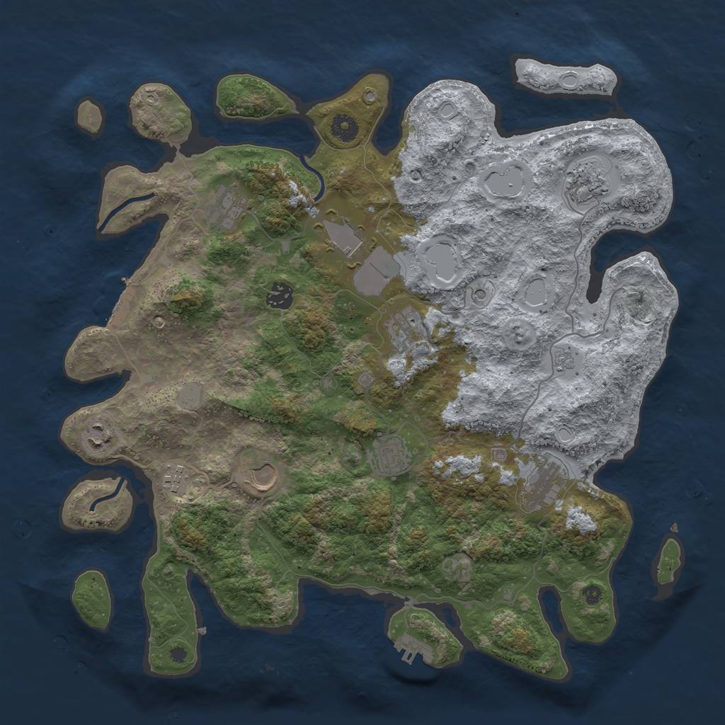 Rust Map: Procedural Map, Size: 3950, Seed: 156970204, 19 Monuments