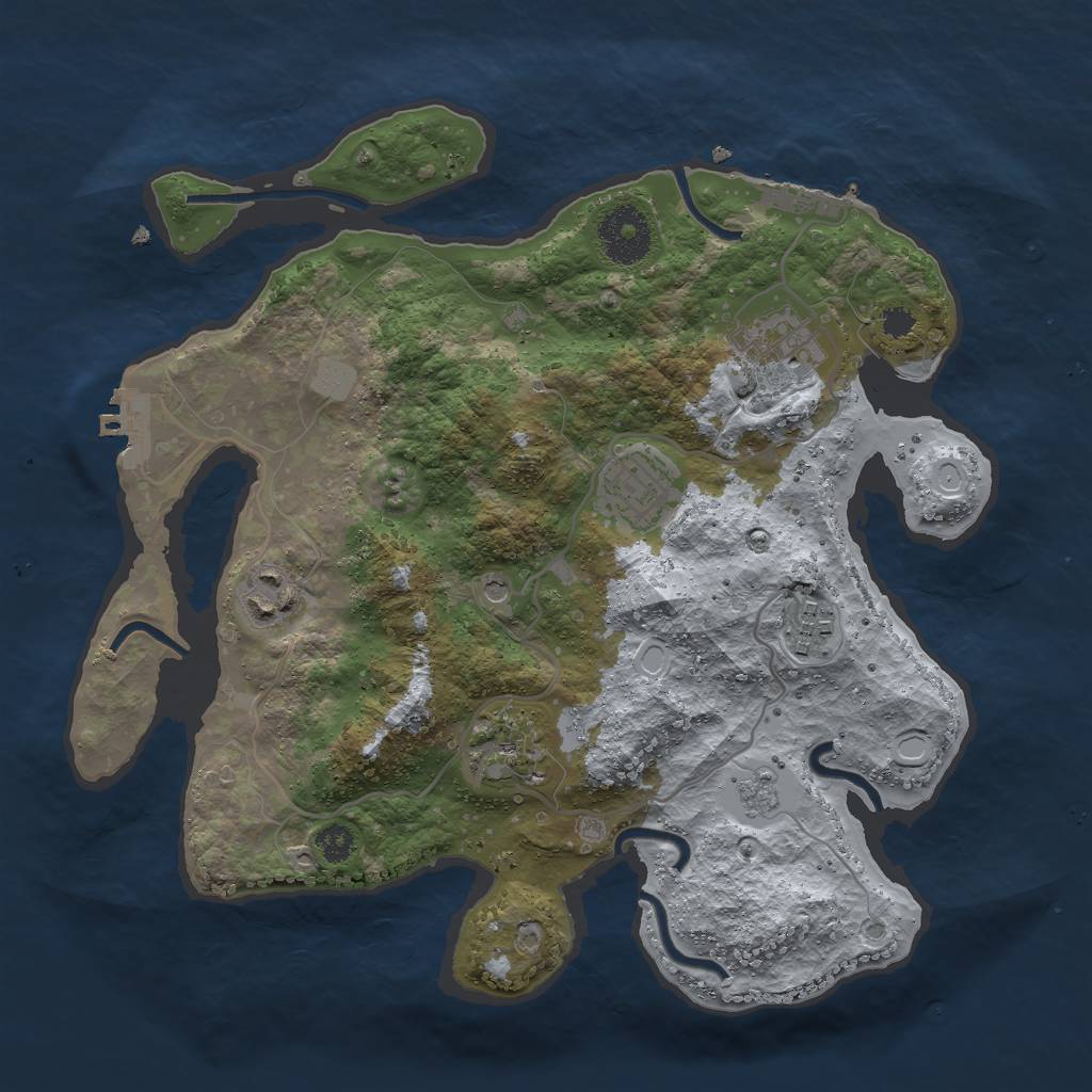 Rust Map: Procedural Map, Size: 3000, Seed: 2118566458, 14 Monuments