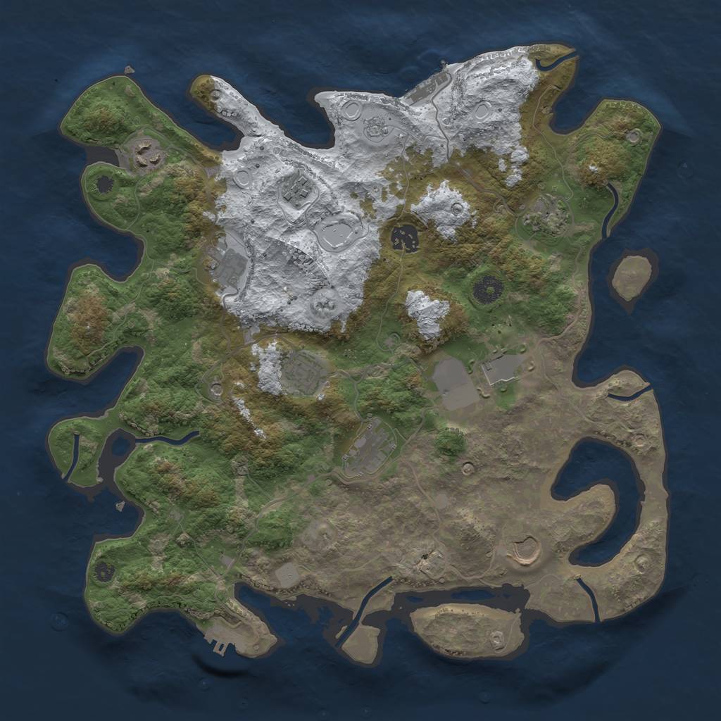 Rust Map: Procedural Map, Size: 3750, Seed: 1407147654, 18 Monuments