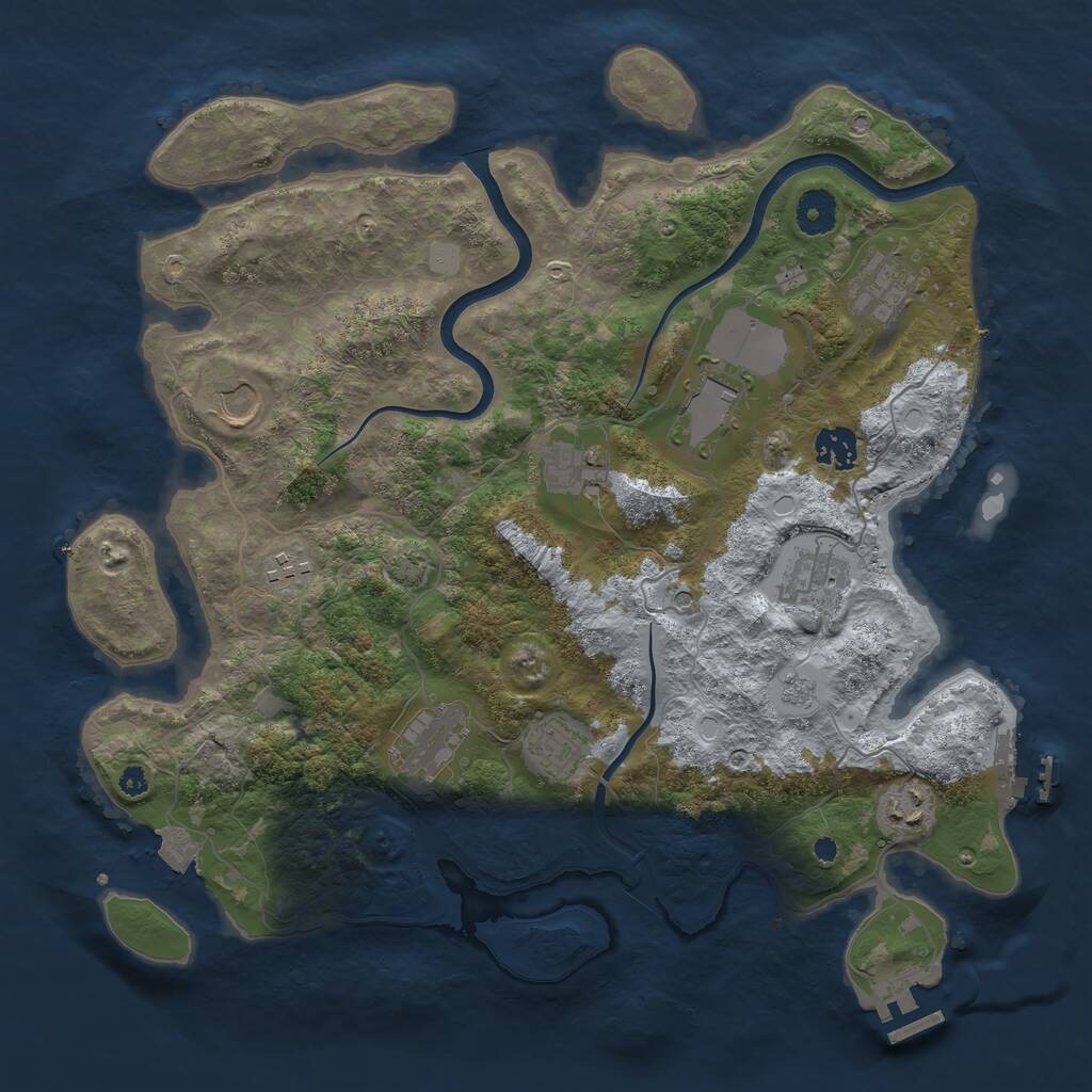 Rust Map: Procedural Map, Size: 3750, Seed: 987943508, 16 Monuments