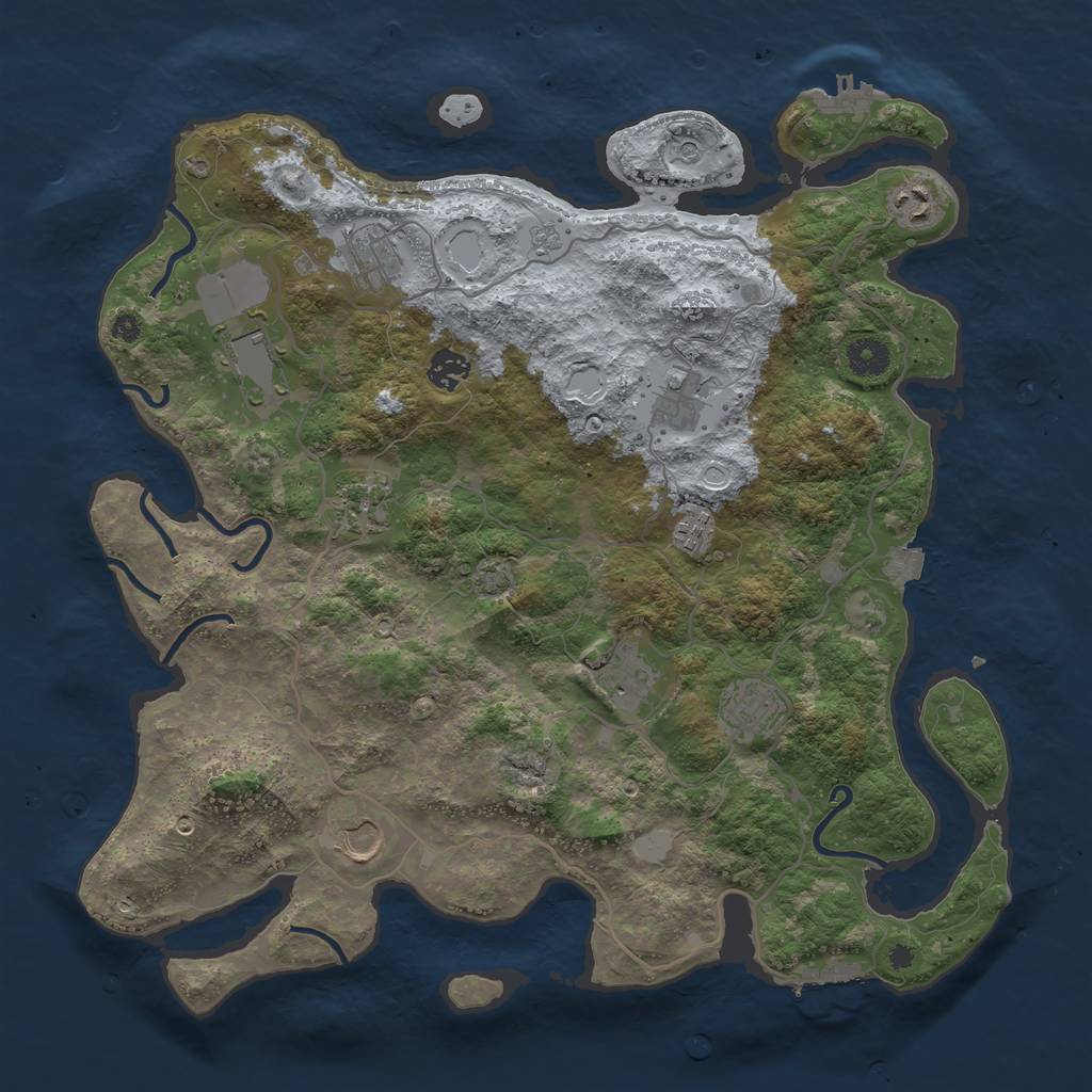 Rust Map: Procedural Map, Size: 4000, Seed: 955068783, 18 Monuments