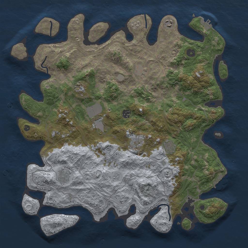 Rust Map: Procedural Map, Size: 4255, Seed: 376306, 18 Monuments