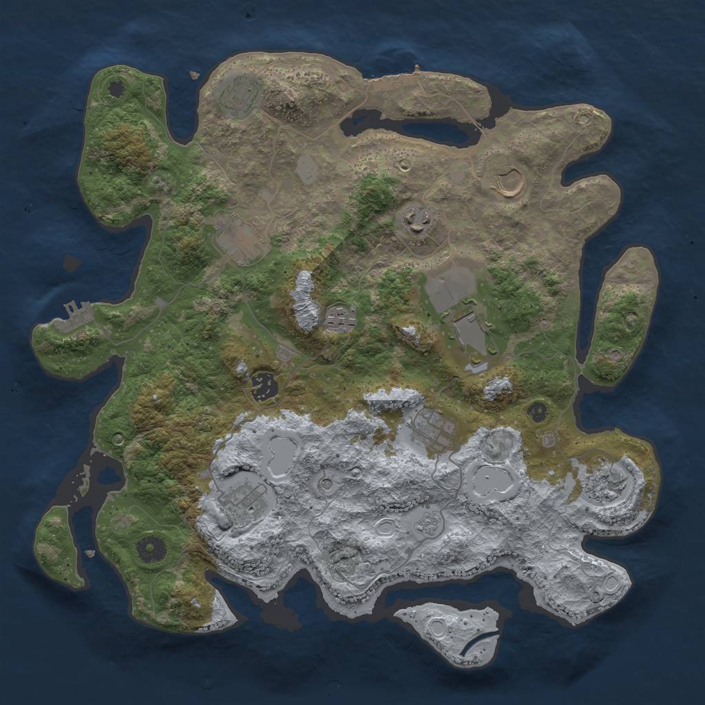 Rust Map: Procedural Map, Size: 3750, Seed: 1840234690, 19 Monuments