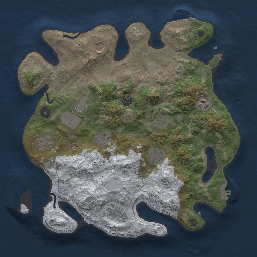 Rust Map: Procedural Map, Size: 3500, Seed: 289393975, 19 Monuments