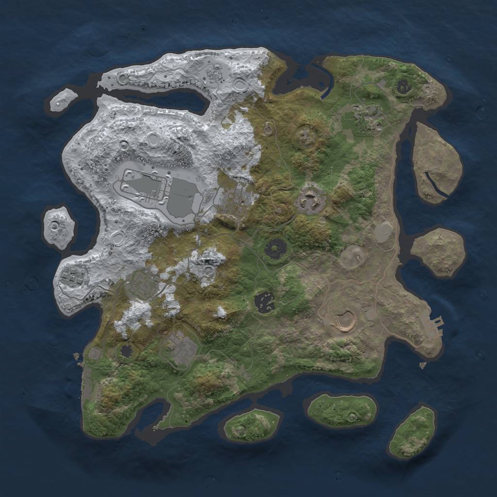 Rust Map: Procedural Map, Size: 3500, Seed: 6172269, 18 Monuments