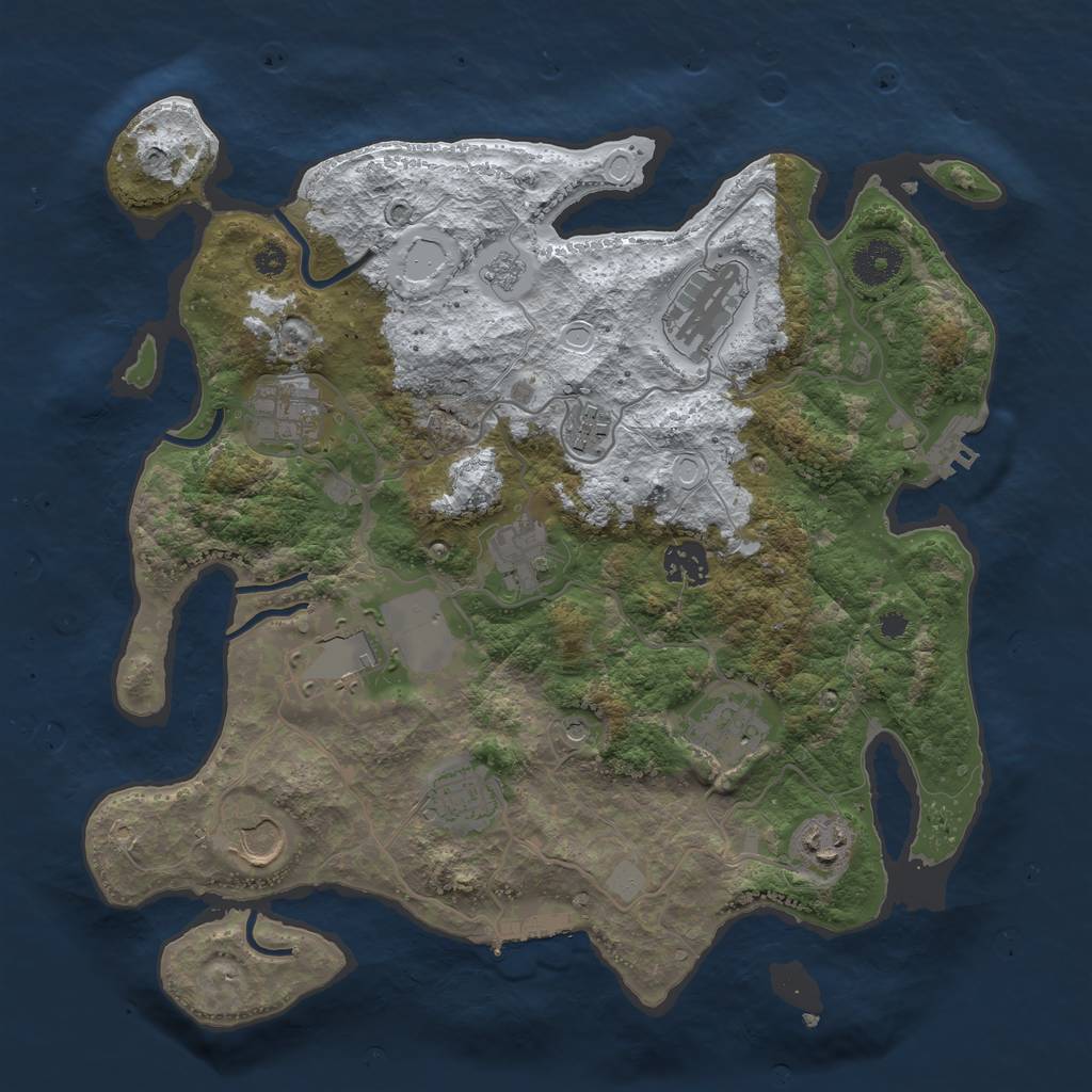 Rust Map: Procedural Map, Size: 3500, Seed: 323393484, 19 Monuments