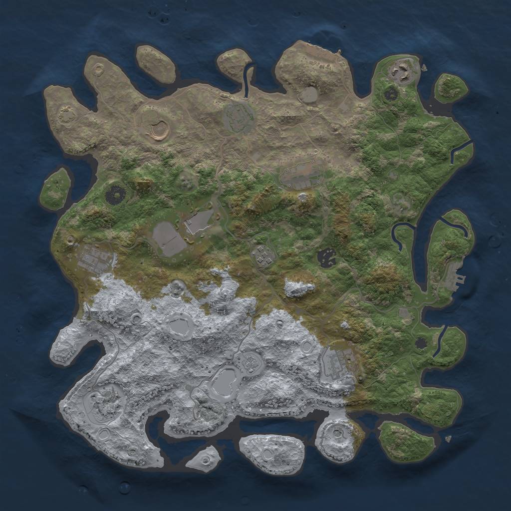 Rust Map: Procedural Map, Size: 3850, Seed: 492304721, 18 Monuments