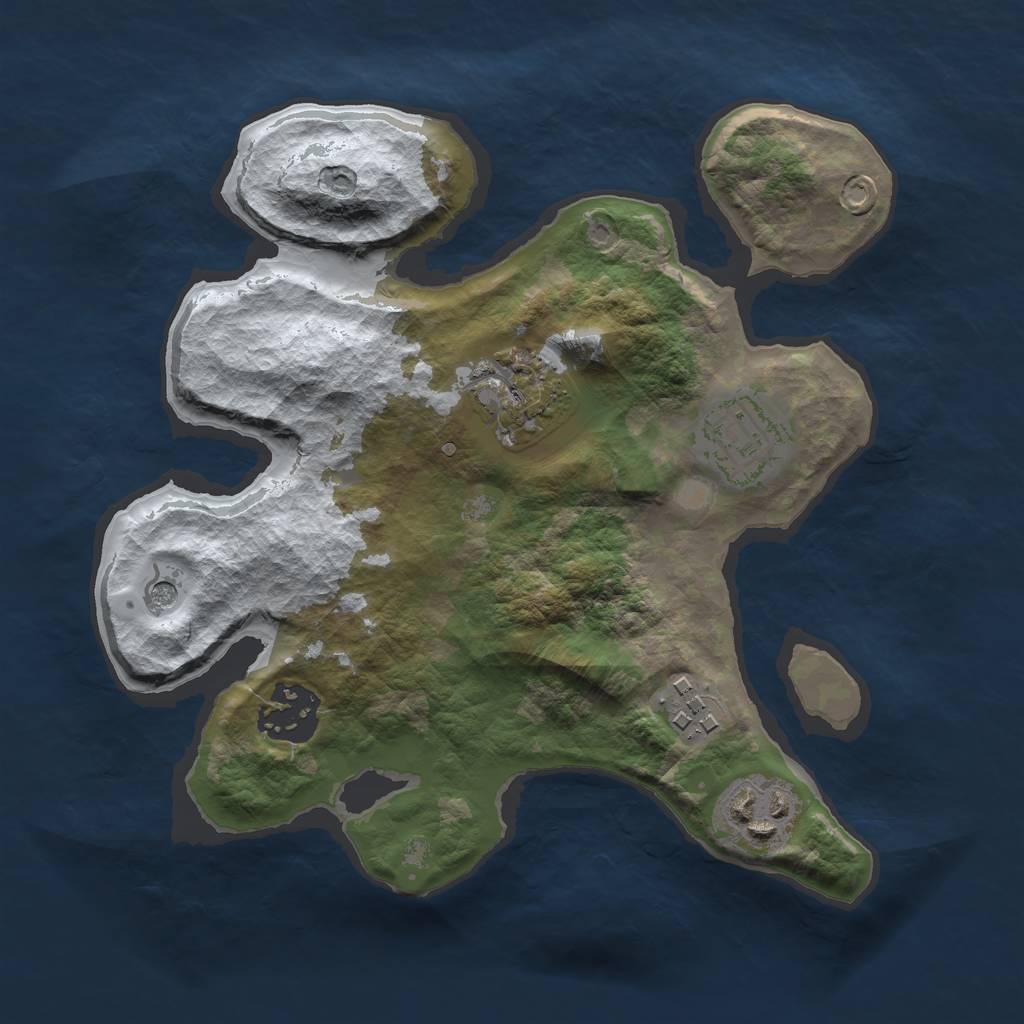 Rust Map: Barren, Size: 2500, Seed: 688400, 8 Monuments