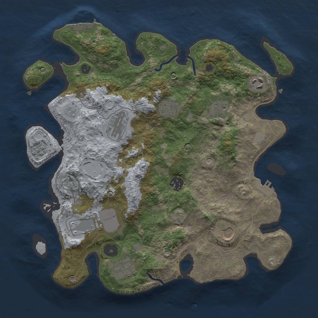 Rust Map: Procedural Map, Size: 3500, Seed: 1201403030, 18 Monuments