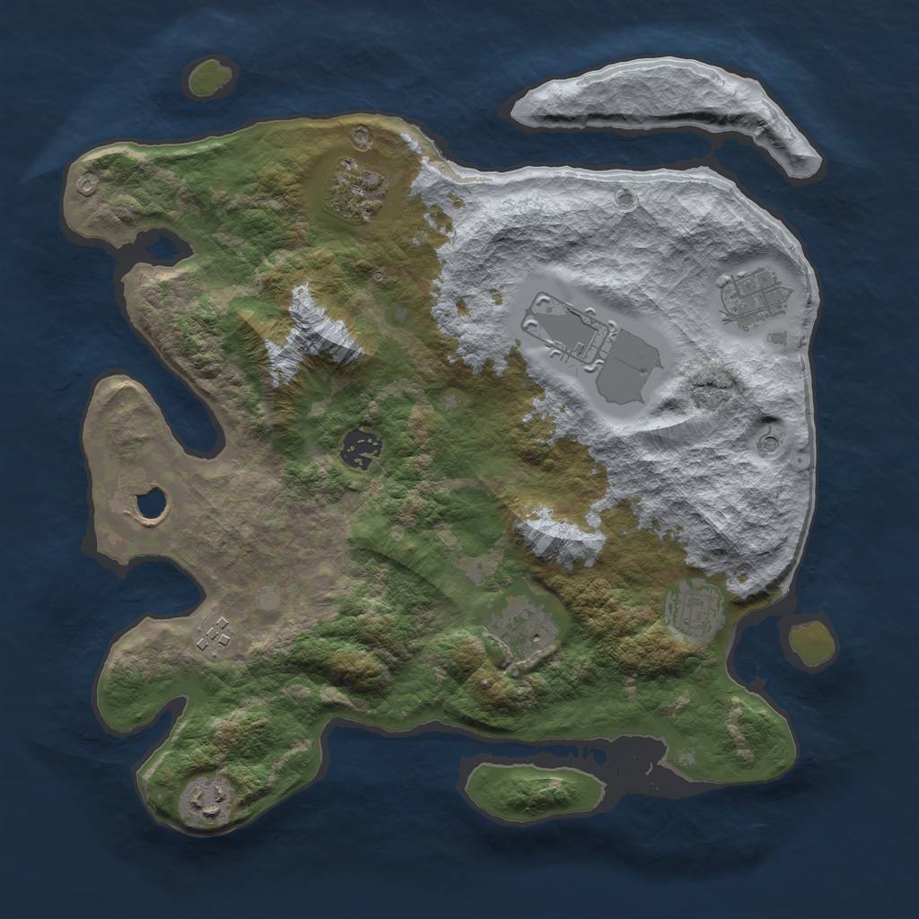 Rust Map: Barren, Size: 3500, Seed: 203640043, 12 Monuments
