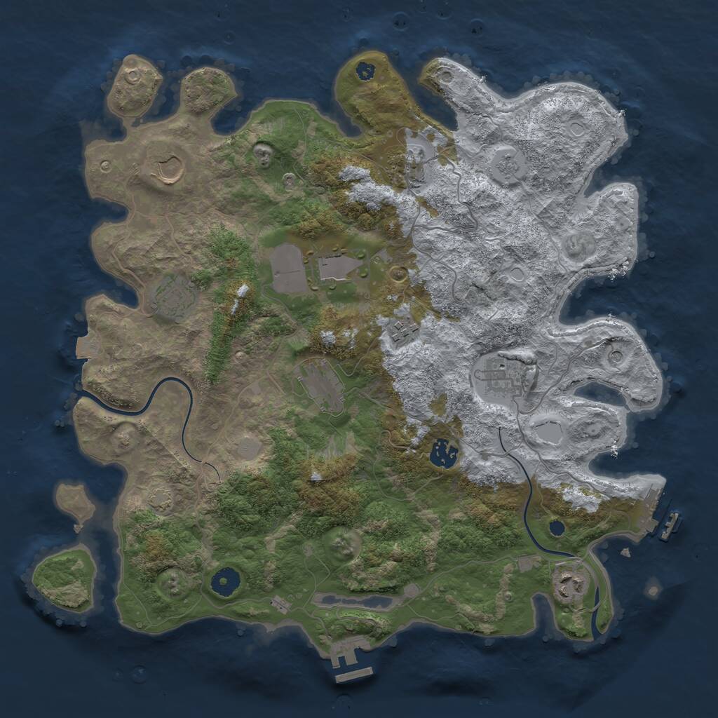Rust Map: Procedural Map, Size: 3850, Seed: 989745814, 15 Monuments