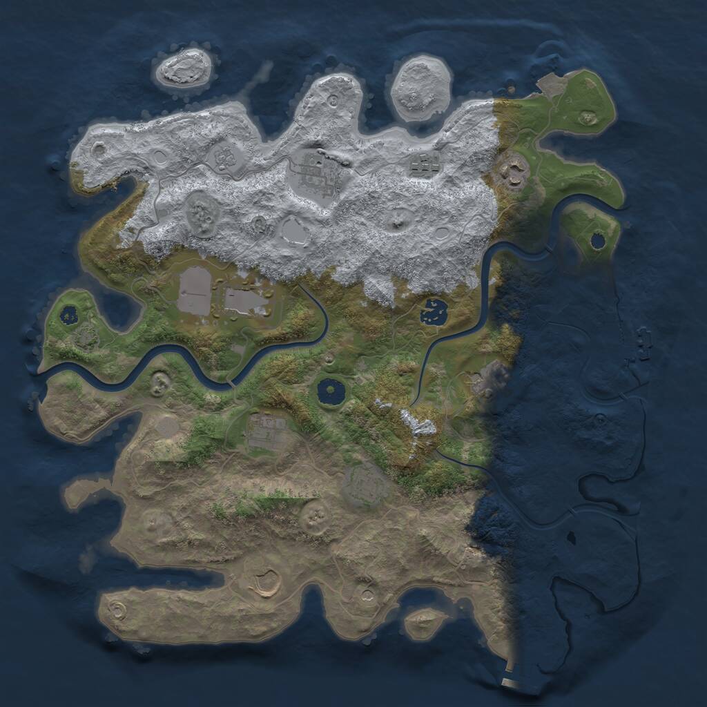 Rust Map: Procedural Map, Size: 3850, Seed: 349894504, 15 Monuments
