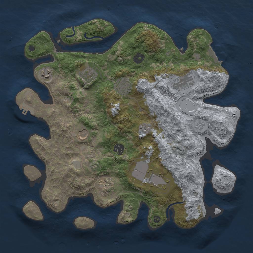 Rust Map: Procedural Map, Size: 3500, Seed: 1636629747, 18 Monuments