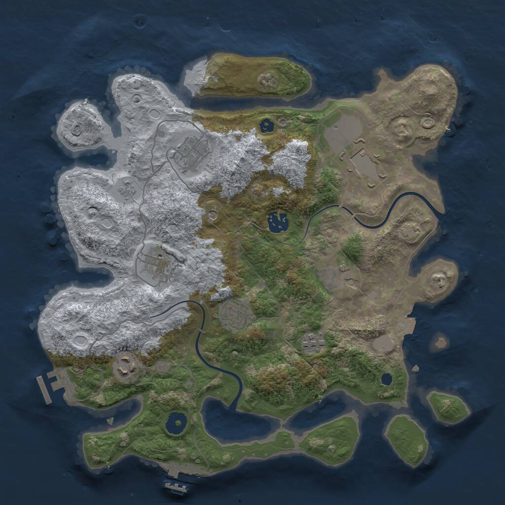 Rust Map: Procedural Map, Size: 3500, Seed: 1857694428, 14 Monuments