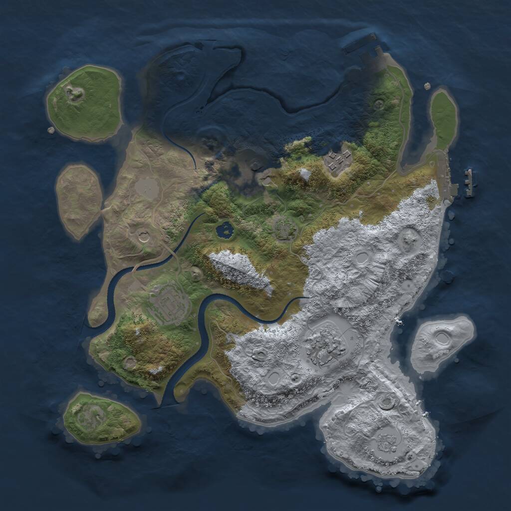 Rust Map: Procedural Map, Size: 3000, Seed: 34732, 10 Monuments