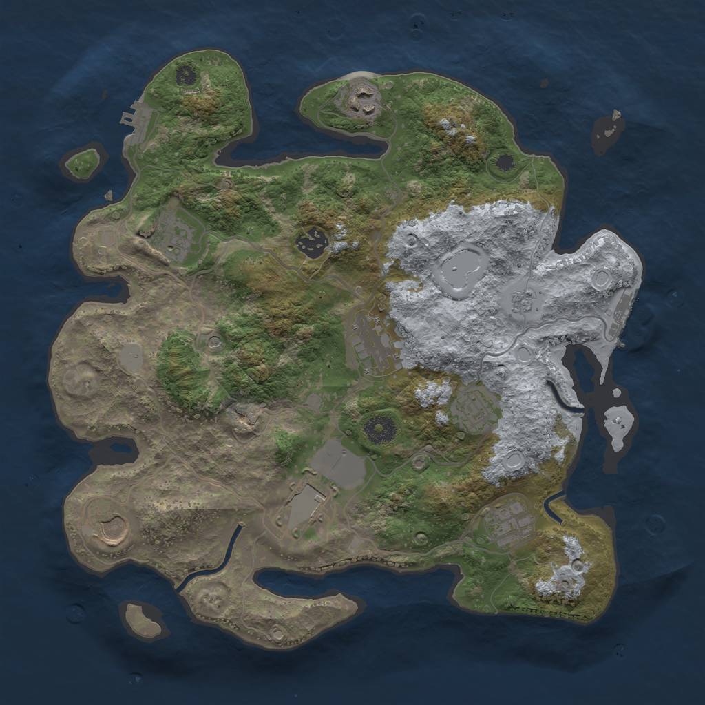 Rust Map: Procedural Map, Size: 3500, Seed: 2061091104, 17 Monuments