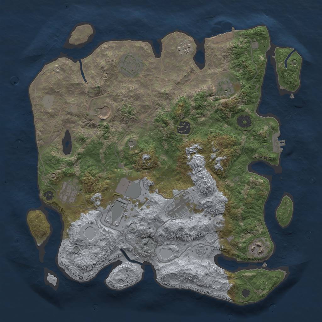 Rust Map: Procedural Map, Size: 3500, Seed: 112044993, 18 Monuments