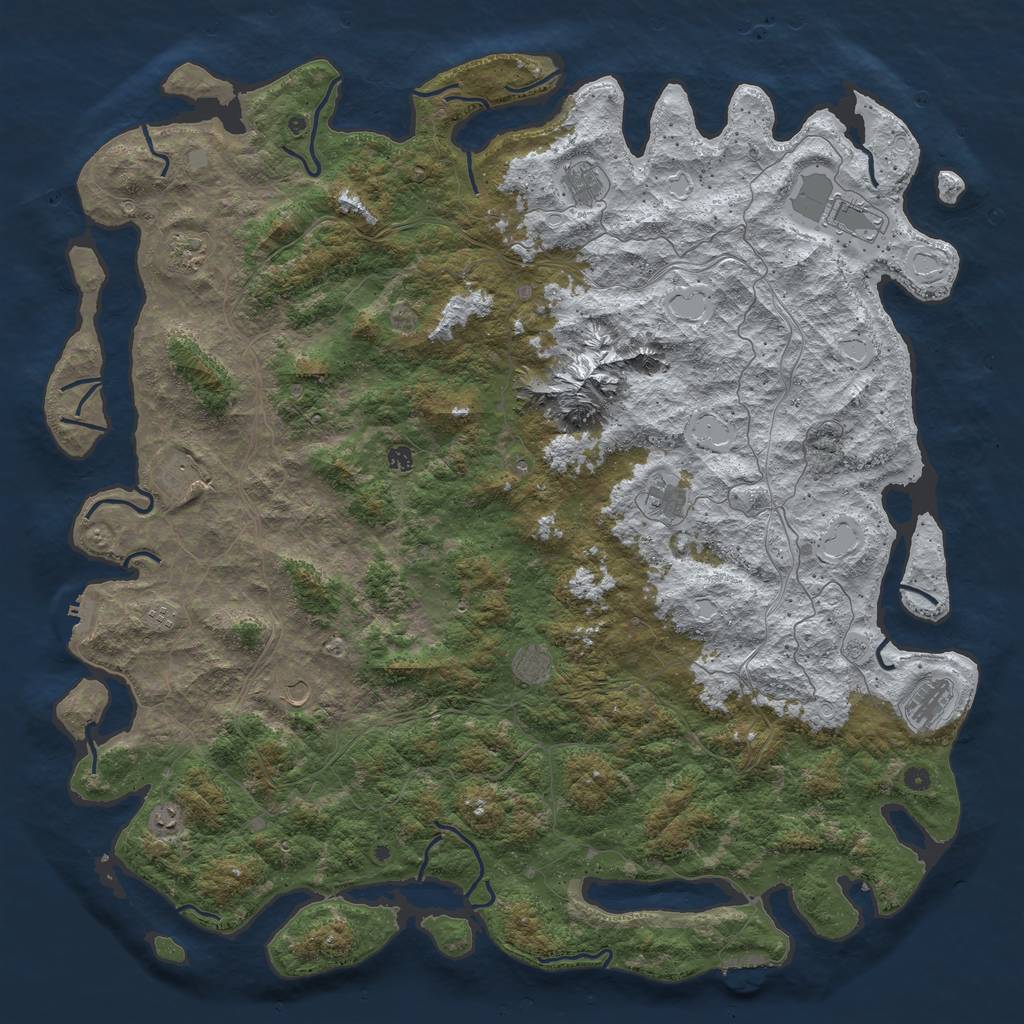 Rust Map: Procedural Map, Size: 6000, Seed: 93385437, 20 Monuments