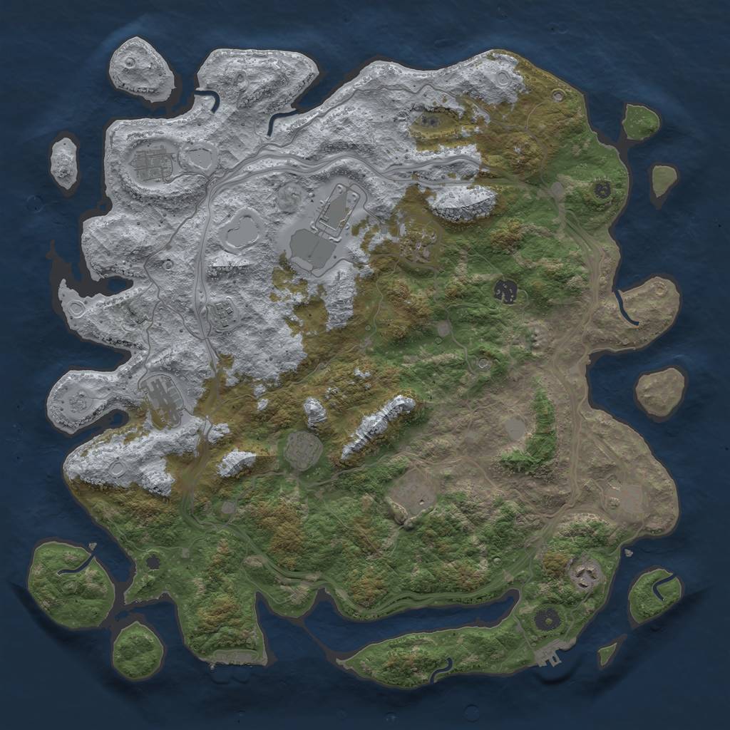 Rust Map: Procedural Map, Size: 4500, Seed: 987377112, 19 Monuments