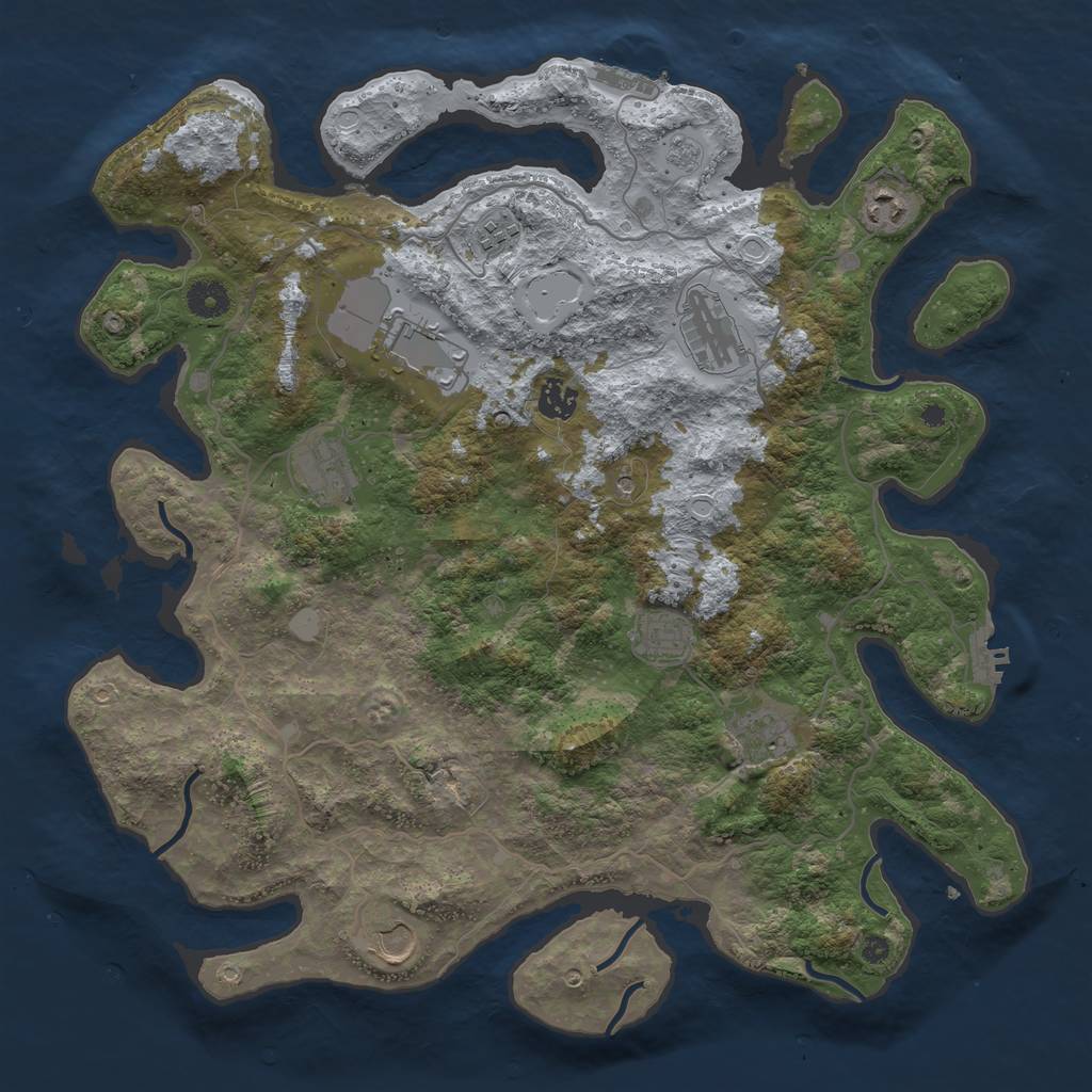 Rust Map: Procedural Map, Size: 4050, Seed: 1549248153, 18 Monuments