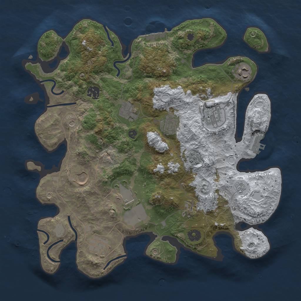 Rust Map: Procedural Map, Size: 3500, Seed: 21523, 19 Monuments