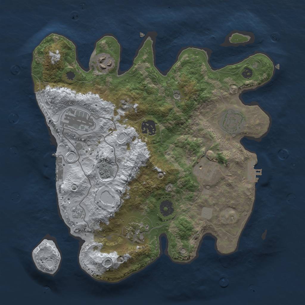 Rust Map: Procedural Map, Size: 3000, Seed: 1709072246, 16 Monuments