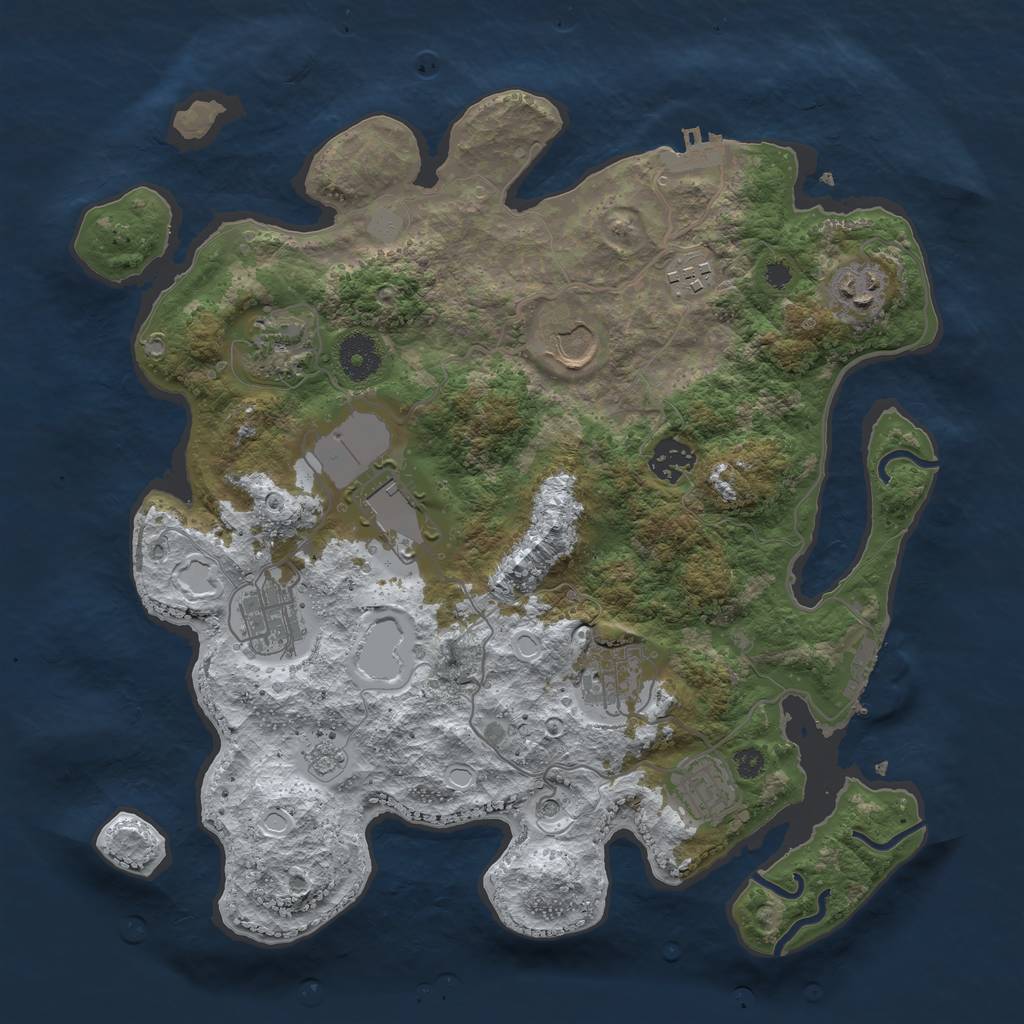Rust Map: Procedural Map, Size: 3500, Seed: 1715337978, 18 Monuments