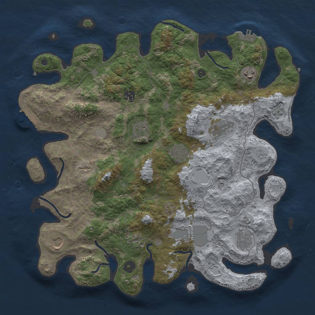 Rust Map: Procedural Map, Size: 4000, Seed: 127648, 19 Monuments