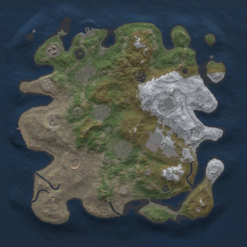 Rust Map: Procedural Map, Size: 3500, Seed: 1535089221, 18 Monuments