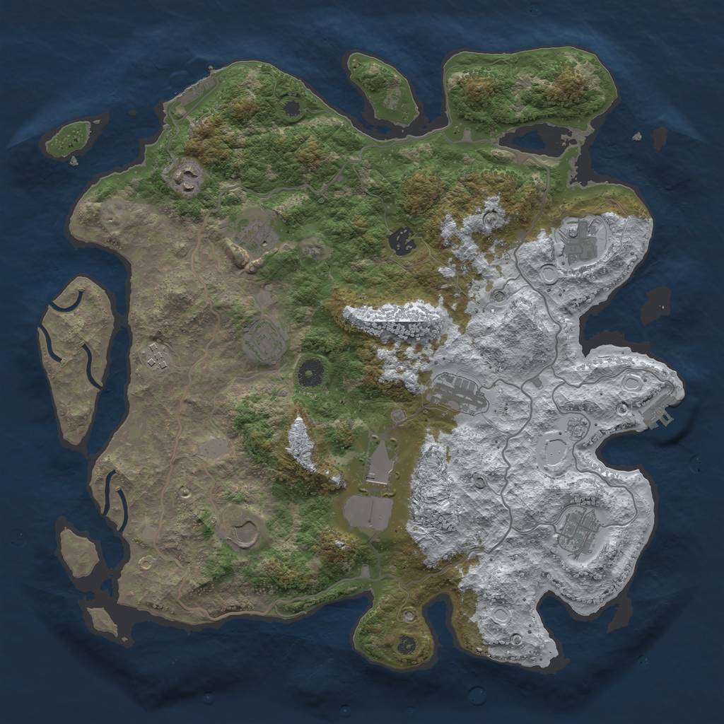 Rust Map: Procedural Map, Size: 4000, Seed: 53749, 19 Monuments