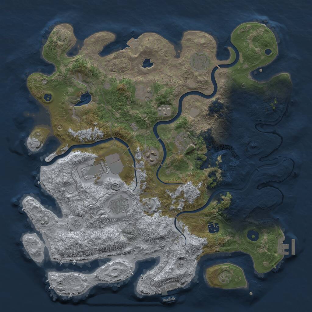 Rust Map: Procedural Map, Size: 4000, Seed: 142494400, 14 Monuments