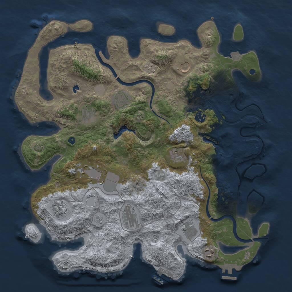 Rust Map: Procedural Map, Size: 4000, Seed: 642988277, 17 Monuments