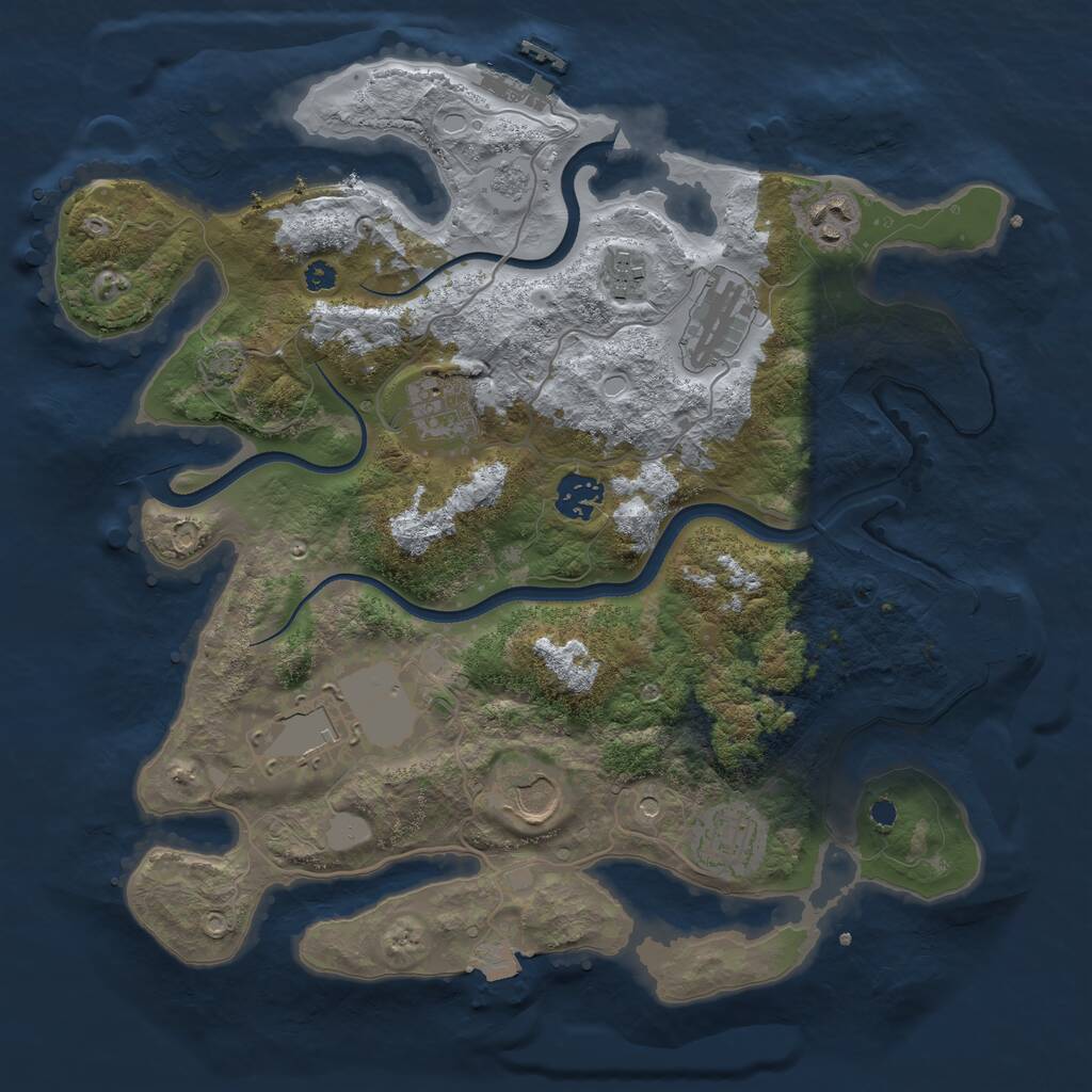 Rust Map: Procedural Map, Size: 3500, Seed: 623516320, 14 Monuments
