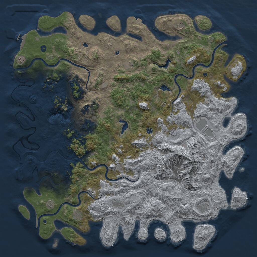 Rust Map: Procedural Map, Size: 6000, Seed: 612237885, 17 Monuments