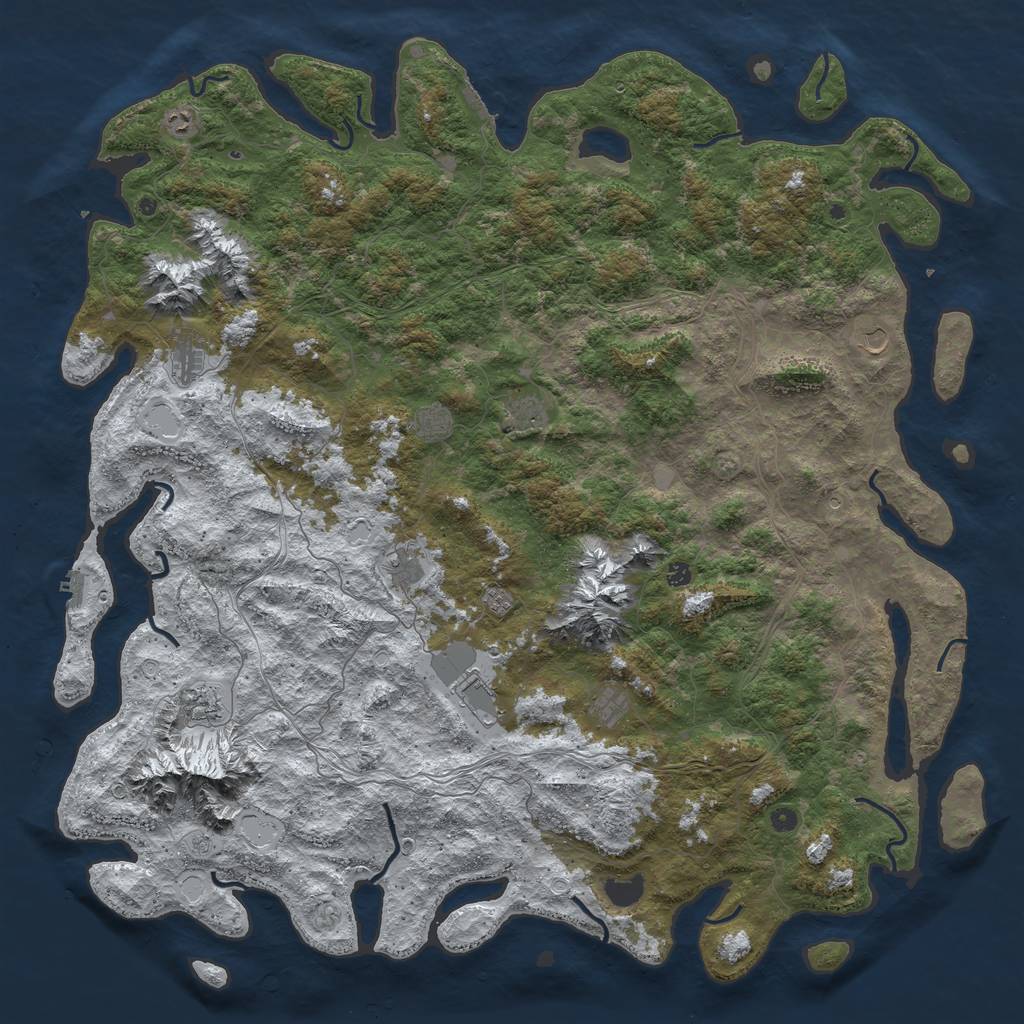 Rust Map: Procedural Map, Size: 6000, Seed: 48765, 20 Monuments