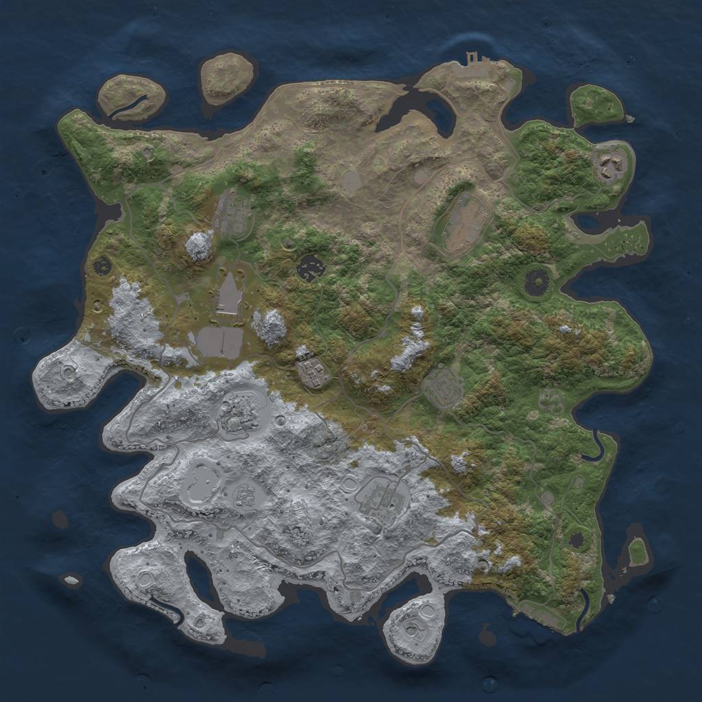 Rust Map: Procedural Map, Size: 4000, Seed: 214653, 18 Monuments