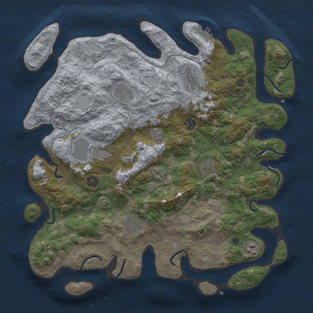 Rust Map: Procedural Map, Size: 4000, Seed: 28600114, 16 Monuments