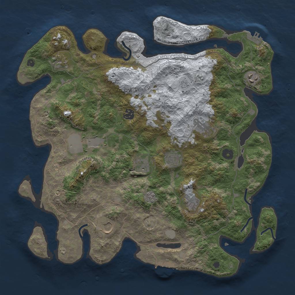 Rust Map: Procedural Map, Size: 4000, Seed: 64642446, 19 Monuments