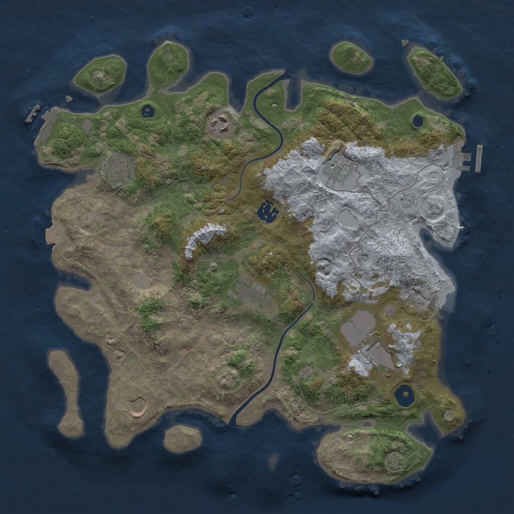 Rust Map: Procedural Map, Size: 3750, Seed: 487599, 13 Monuments