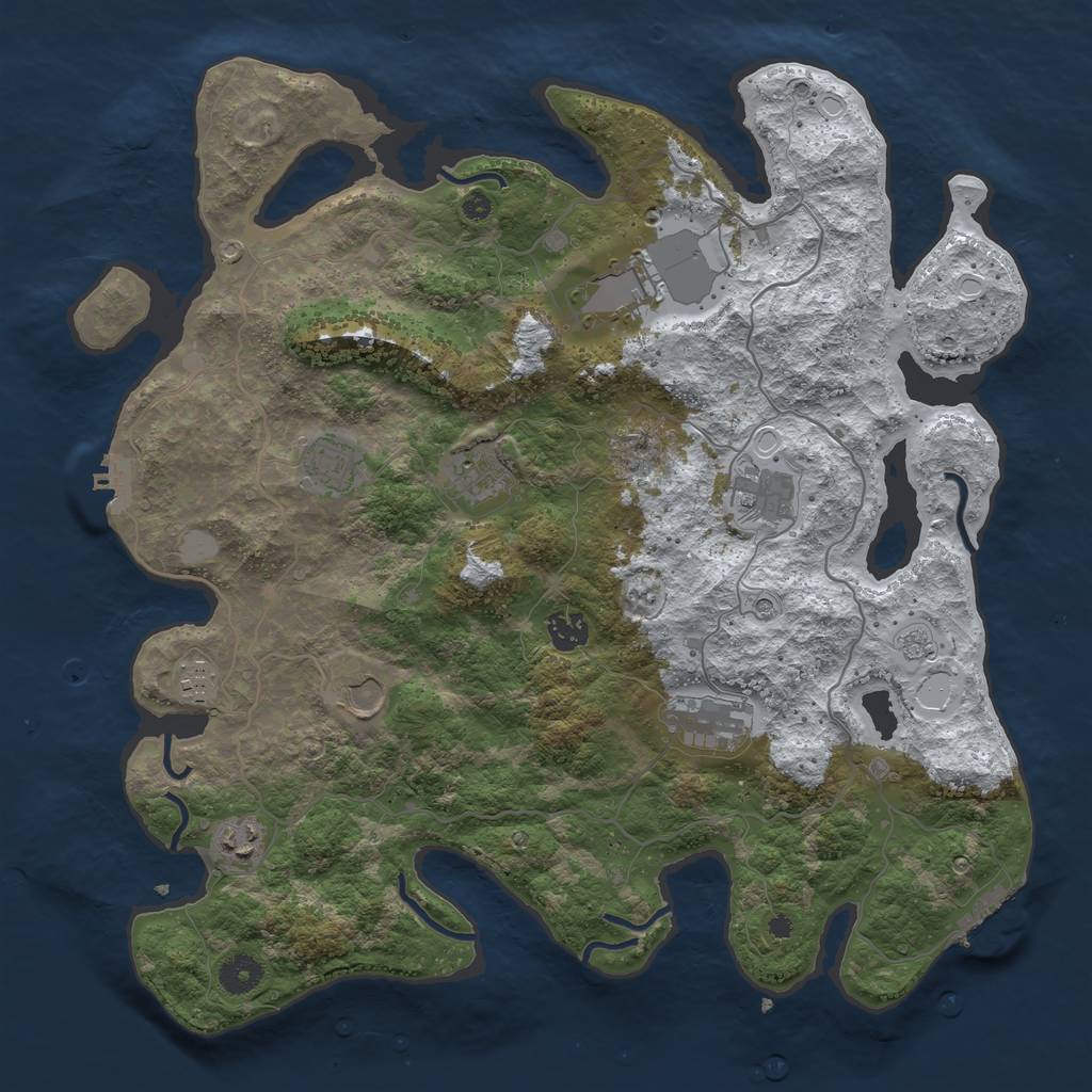 Rust Map: Procedural Map, Size: 4000, Seed: 33659, 18 Monuments