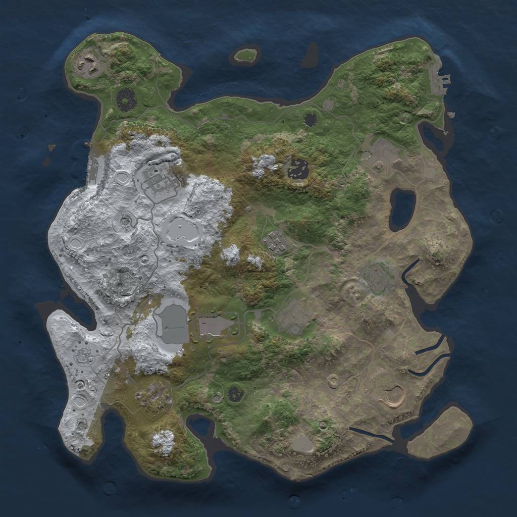 Rust Map: Procedural Map, Size: 3500, Seed: 1310402872, 19 Monuments