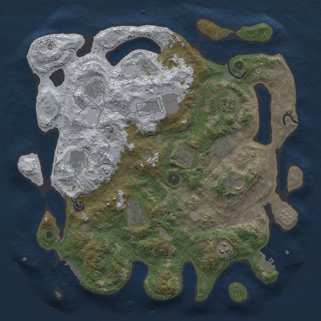 Rust Map: Procedural Map, Size: 4050, Seed: 1217756153, 20 Monuments