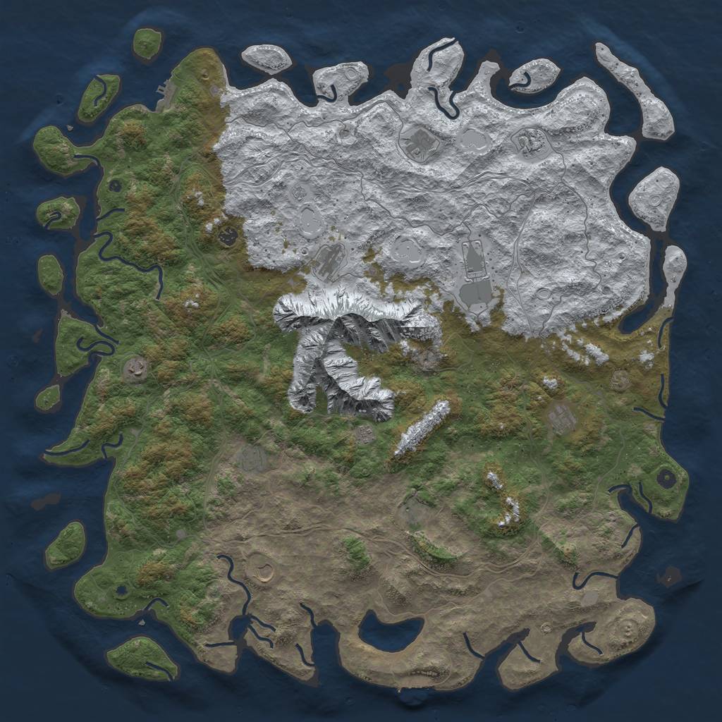 Rust Map: Procedural Map, Size: 6000, Seed: 18750500, 20 Monuments