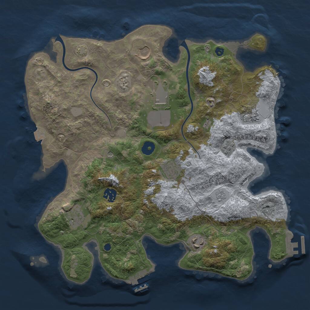Rust Map: Procedural Map, Size: 3500, Seed: 104589336, 14 Monuments
