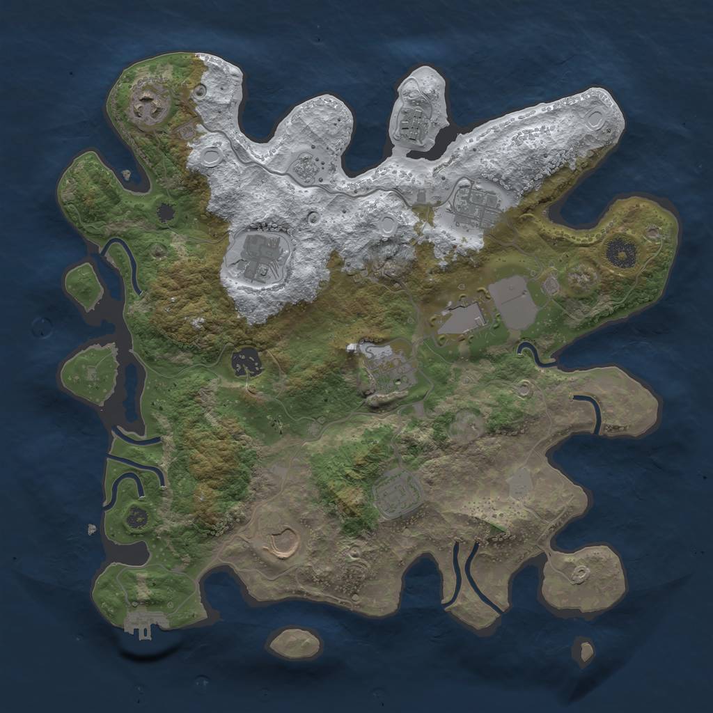 Rust Map: Procedural Map, Size: 3500, Seed: 2005397463, 16 Monuments